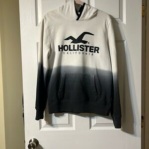 Hollister men hoodie ombré gray white